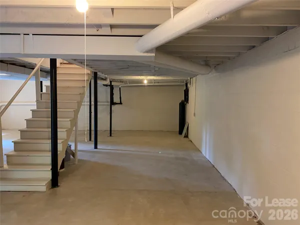 a view of a room with stairs