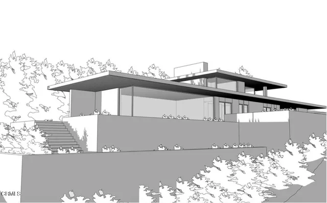 a view of a swimming pool with a yard and lake view