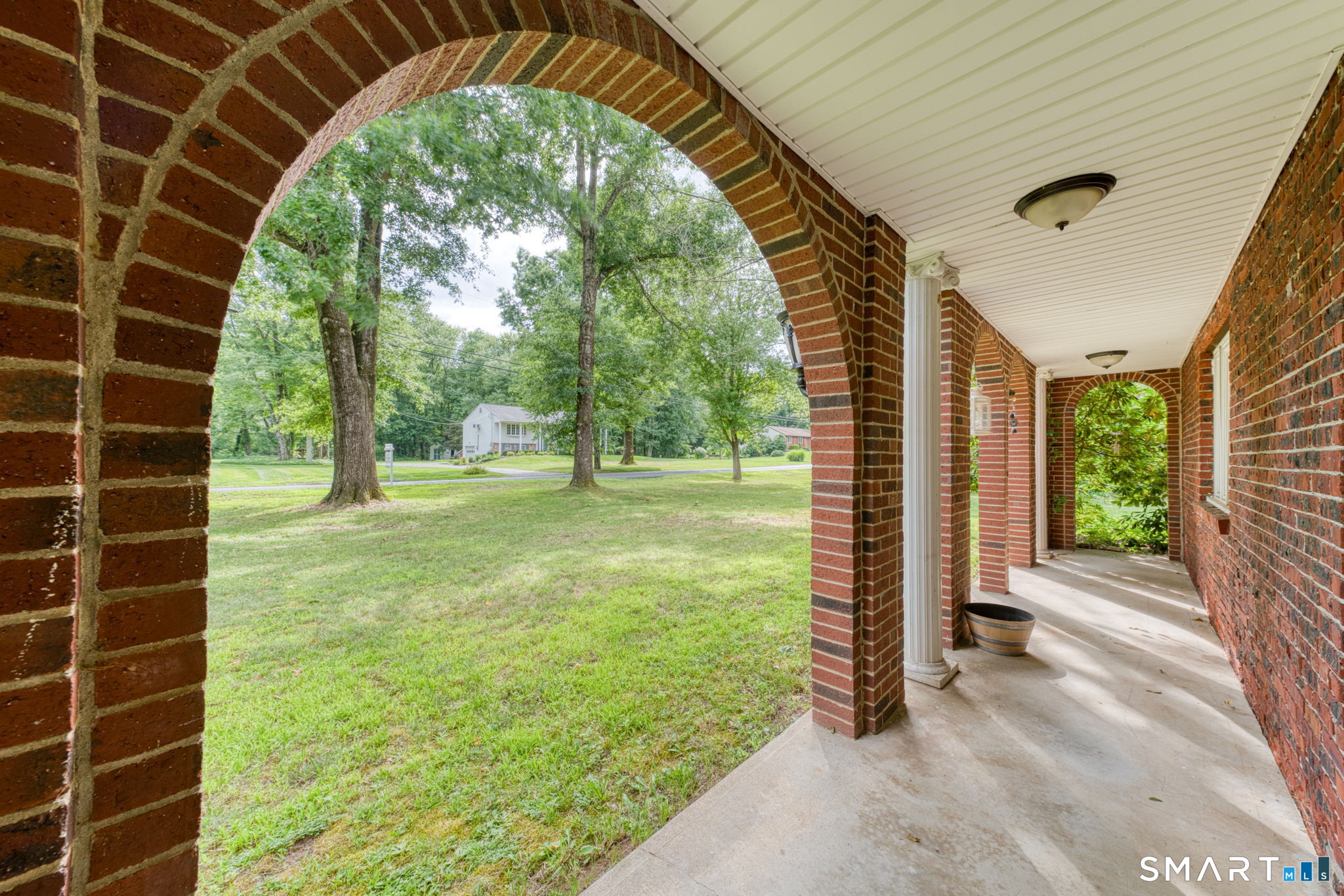 Unique archways in front of home.