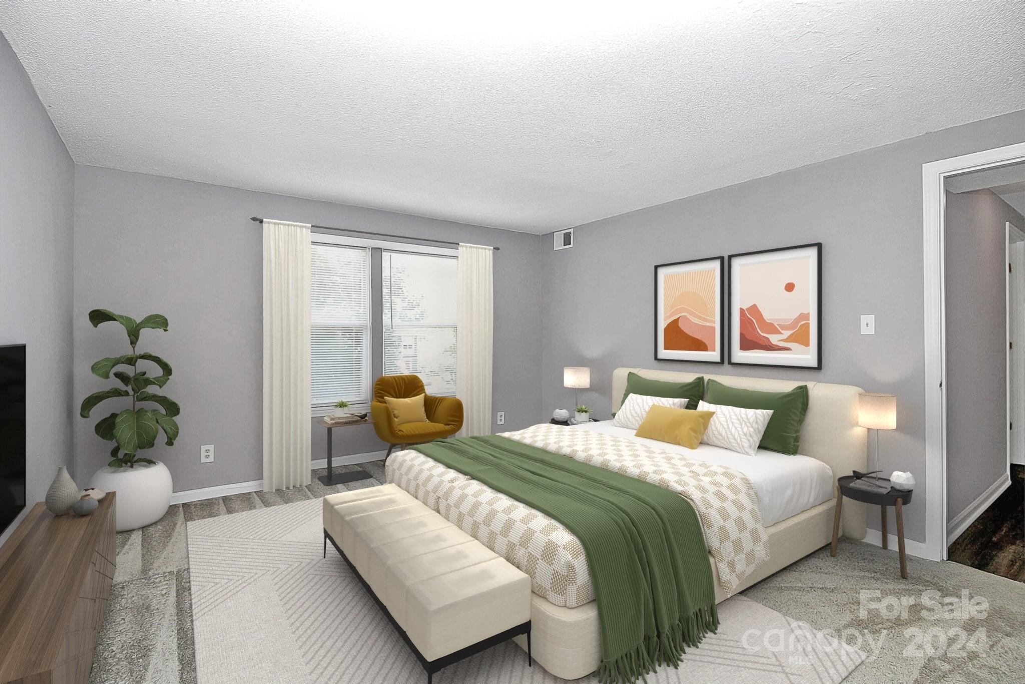 9409 Old Concord Road, Unit M Charlotte, NC 28213 - Photo 17 of 29 a bedroom with a bed and glass window
