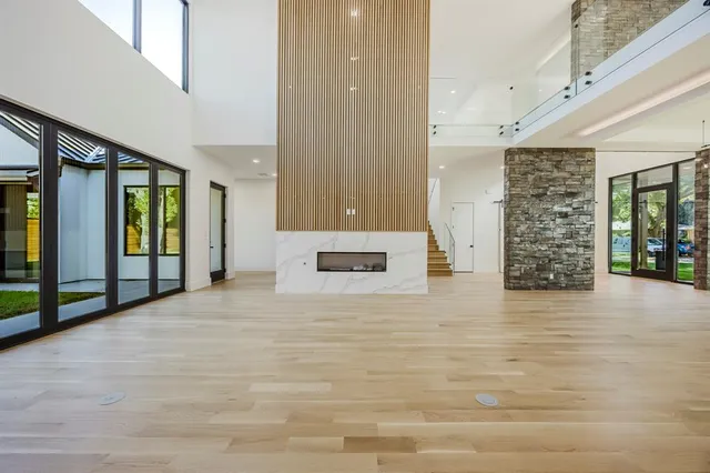 a kitchen with a stove and a microwave