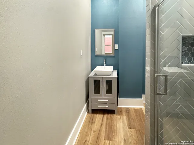 a view of a bathroom with a sink