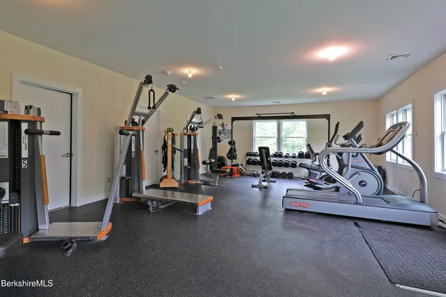 a view of a room with gym equipment
