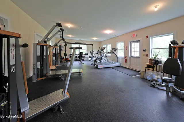 a view of a room with gym equipment