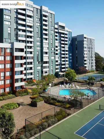 a view of a city with tall buildings