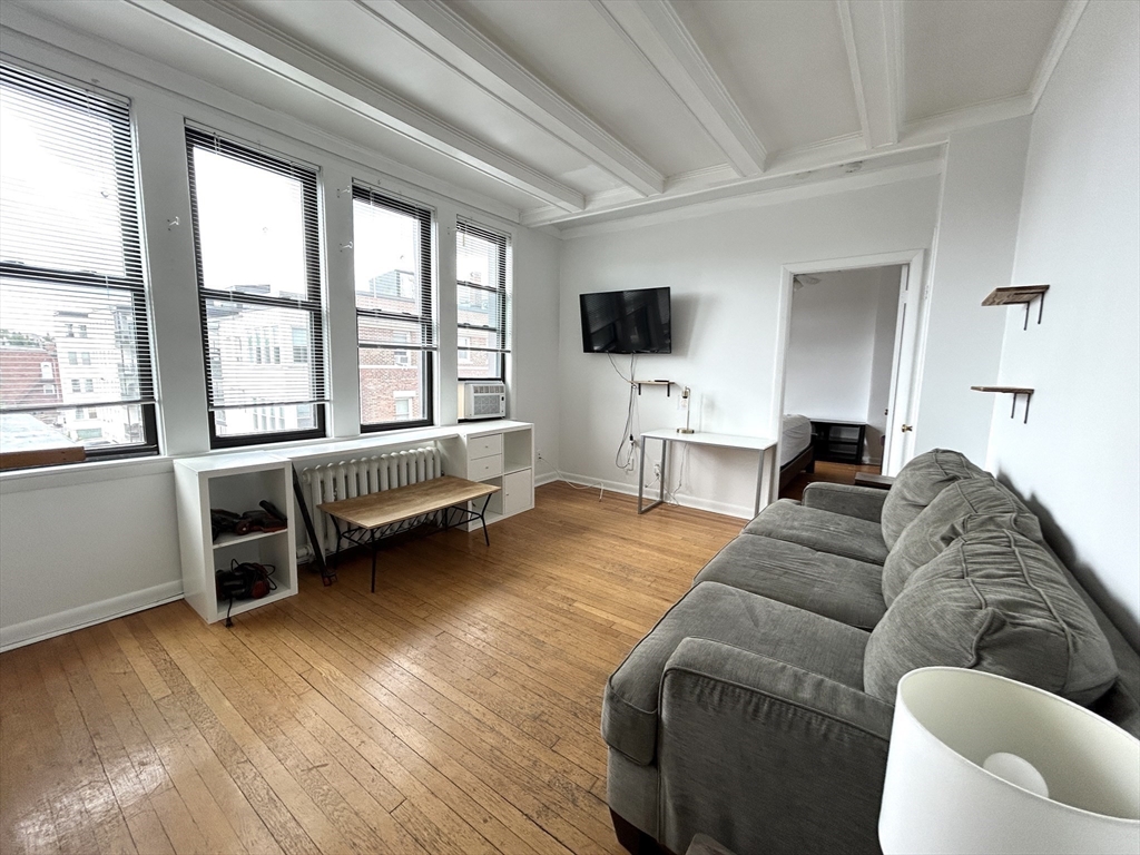 4 Commonwealth Court, Unit 17 Boston, MA 02135 - Photo 4 of 15 a living room with furniture and a flat screen tv