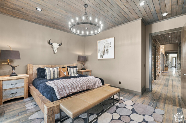 5936 Triple Crown Trail Oakley, UT 84055 - Photo 22 of 57 Wood-plank ceiling and flooring, recessed lighting, and a chandelier-style fixture