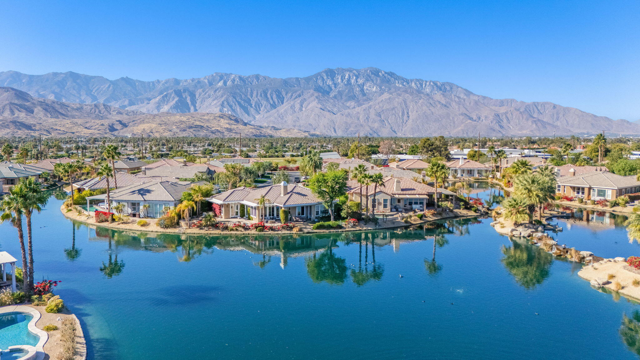 2 Pyramid Lake Court Rancho Mirage, CA 92270 - Photo 26 of 49 a view of a city with mountains in the background