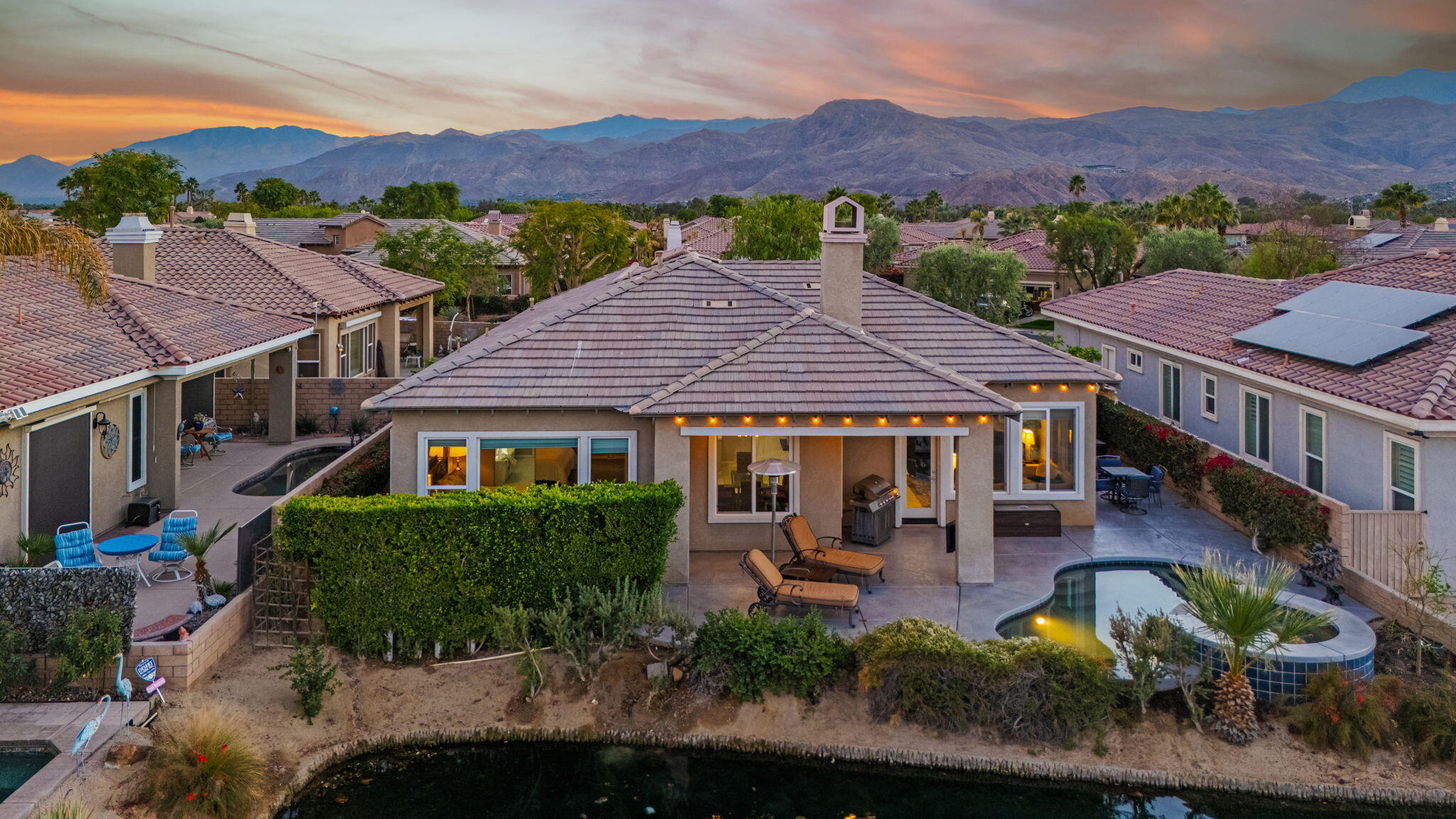 2 Pyramid Lake Court Rancho Mirage, CA 92270 - Photo 47 of 49 an aerial view of a house with a garden and a yard
