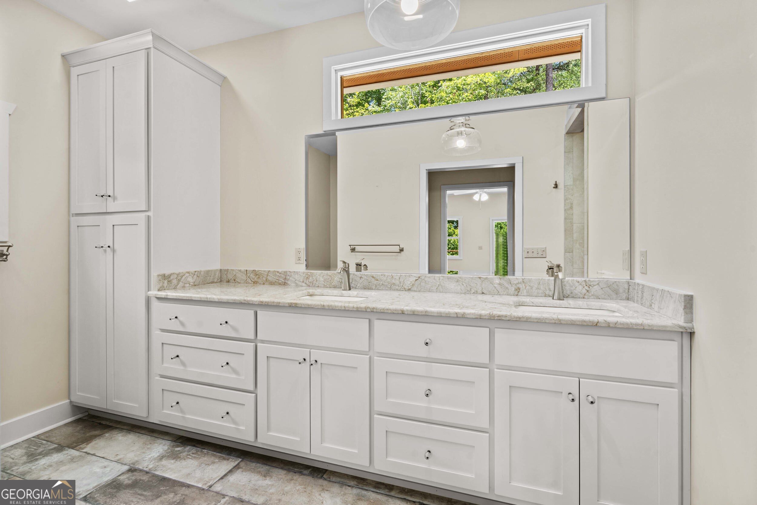 420 Hidden Acres Lane Clayton, GA 30525 - Photo 23 of 46 a bathroom with a granite countertop sink and a mirror