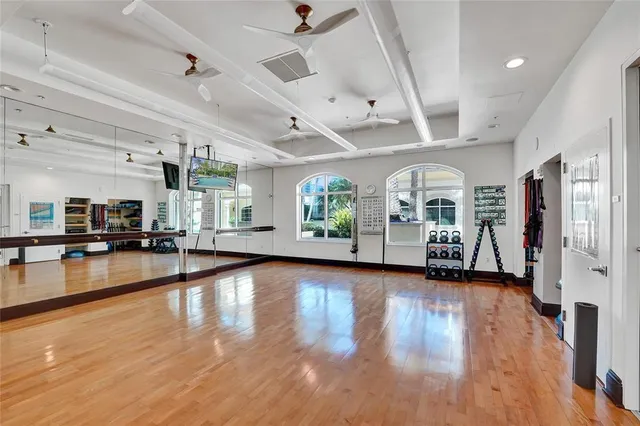 a view of a room with gym equipment