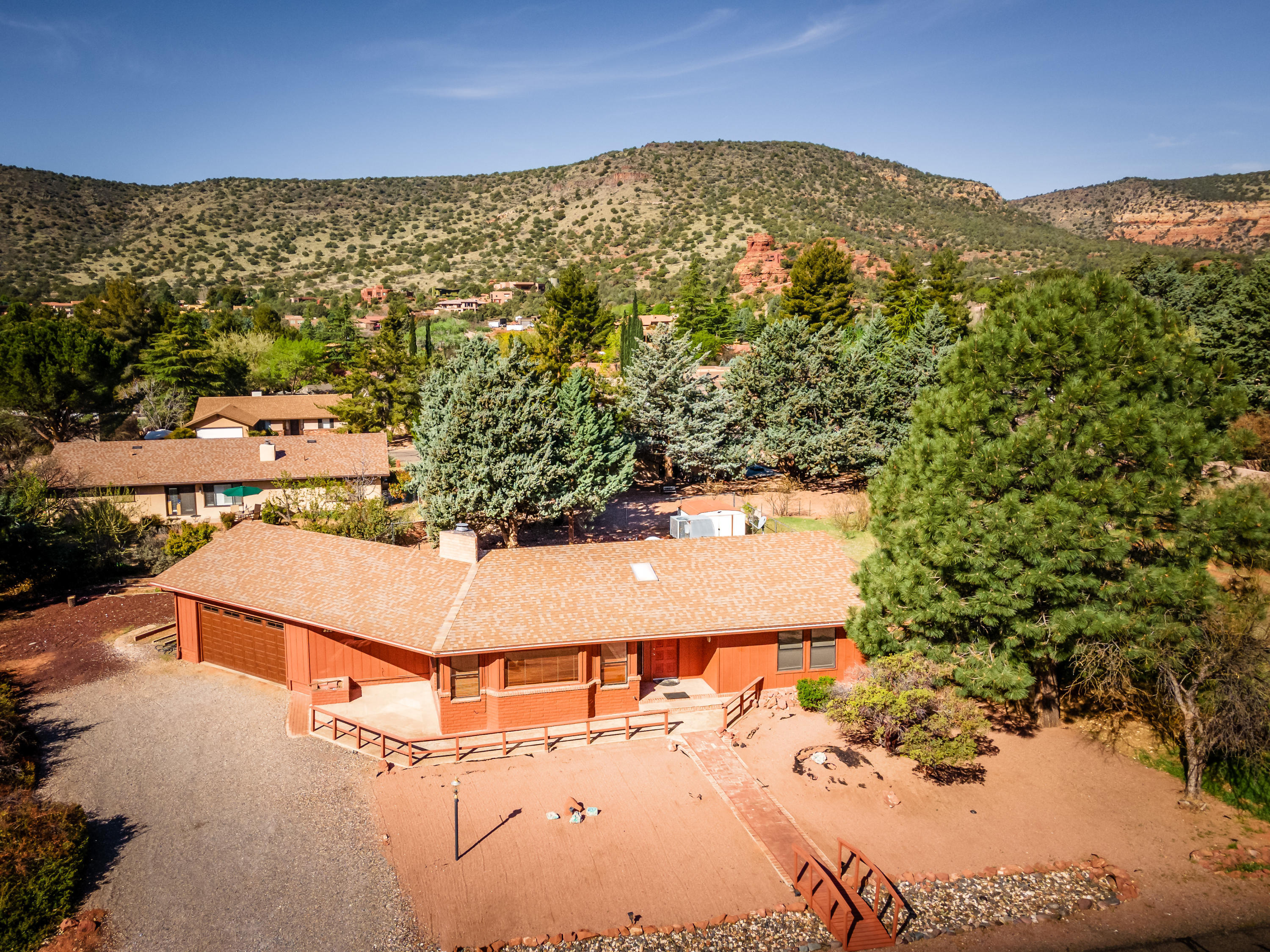 145 Moons View Road Sedona, AZ 86351 - Photo 4 of 22 Aerial view of front of home
