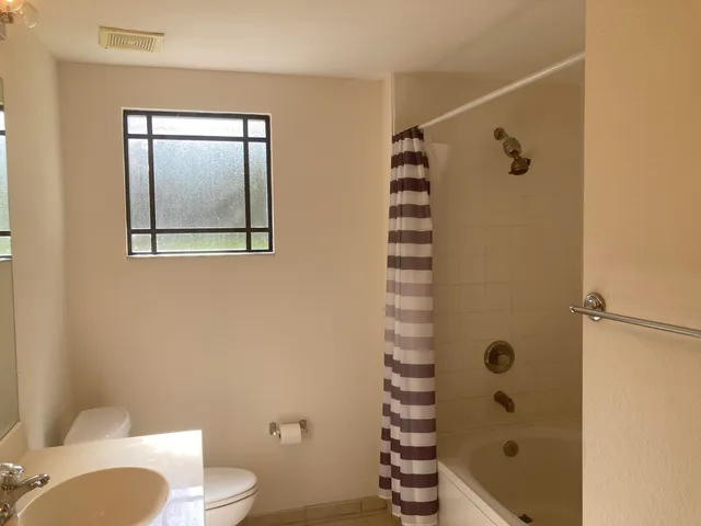 a bathroom with a sink a toilet and mirror