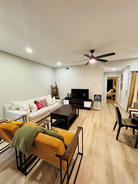 14277 Preston Road, Unit 416 Dallas, TX 75254 - Photo 38 of 40 Recessed lighting, wood-finish flooring, and a ceiling fan