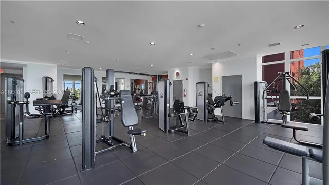 a view of a room with gym equipment