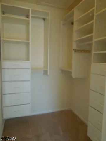 a view of an empty walk in closet
