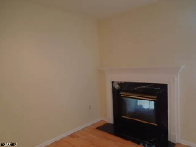 a room with a fireplace