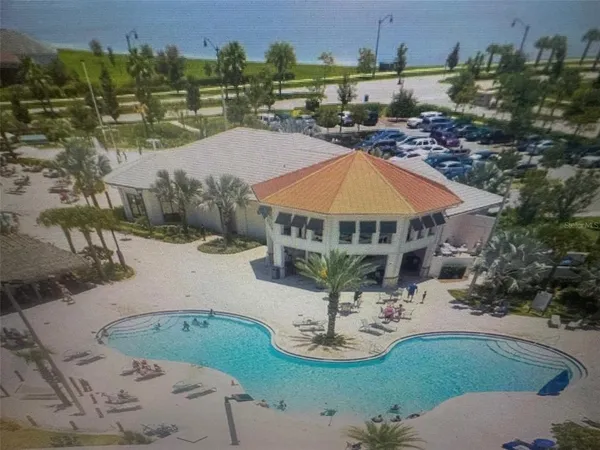 an aerial view of a house
