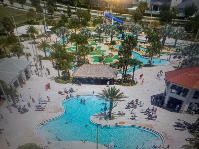 a view of a terrace with furniture