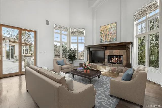 a open kitchen with a stove and a fireplace