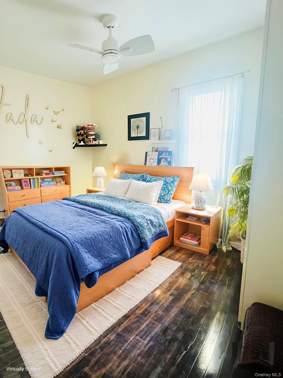 72 Lakeside Road Mahopac, NY 10541 - Photo 8 of 31 STAGED Bedroom with dark wood finished floors and ceiling fan