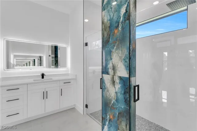a bathroom with a shower
