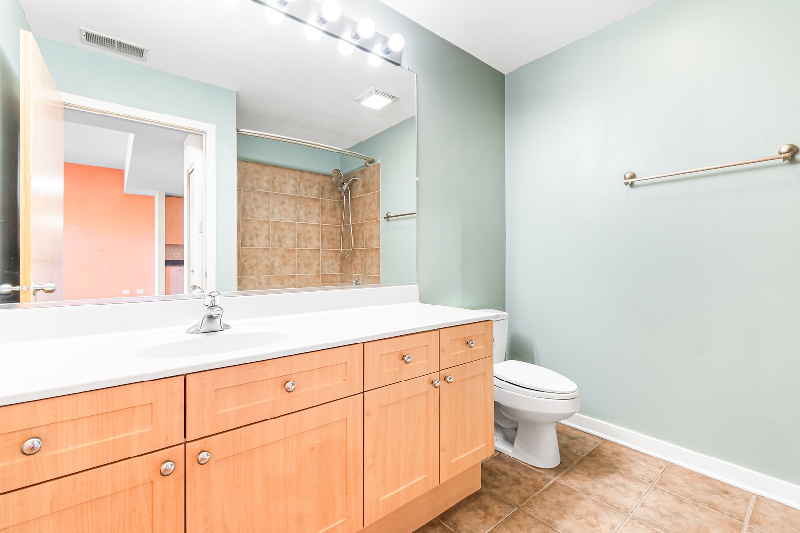1910 South State Street, Unit 305 Chicago, IL 60616 - Photo 17 of 20 a bathroom with a granite countertop sink a toilet and mirror