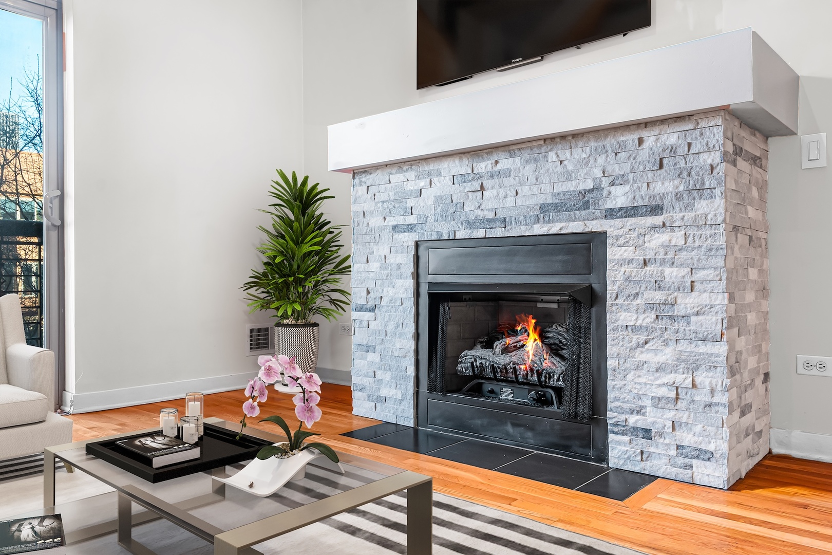 1910 South State Street, Unit 305 Chicago, IL 60616 - Photo 7 of 20 a living room with furniture and a fireplace