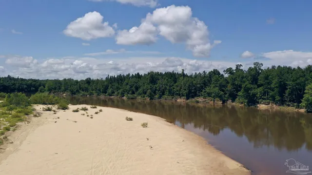 a view of a lake in middle of the town