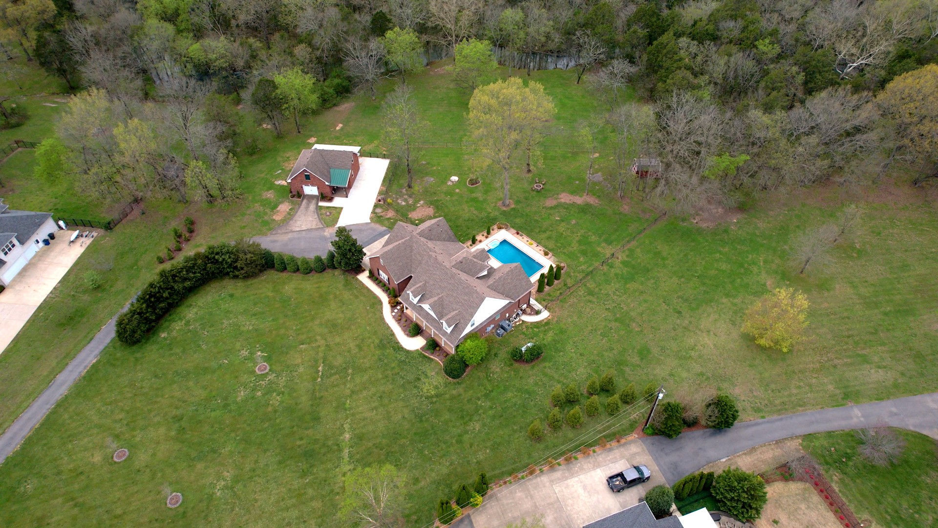 1805 North Lovvorn Road Christiana, TN 37037 - Photo 5 of 54 an aerial view of a house with a yard basket ball court and outdoor seating