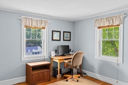 21 Fairview Road Needham, MA 02492 - Photo 21 of 28 a view of a workspace with furniture and a window