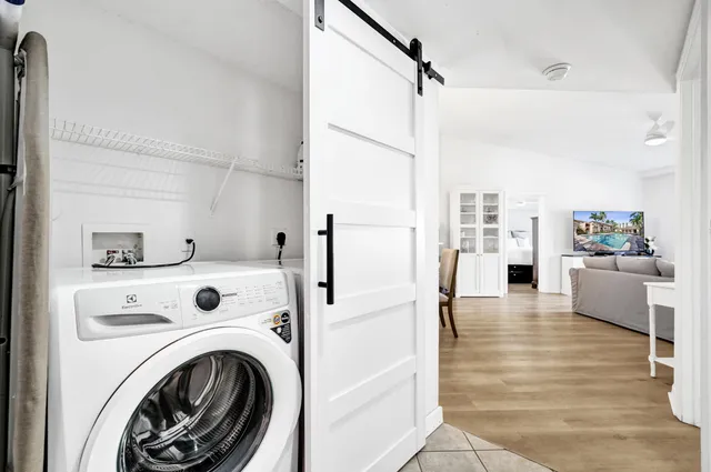 a view of kitchen and living room