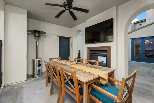 a view of a building with glass door