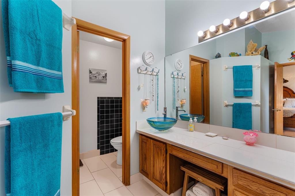 14334 Raintree Boulevard Grand Island, FL 32735 - Photo 26 of 40 a bathroom with a sink a mirror and a shower