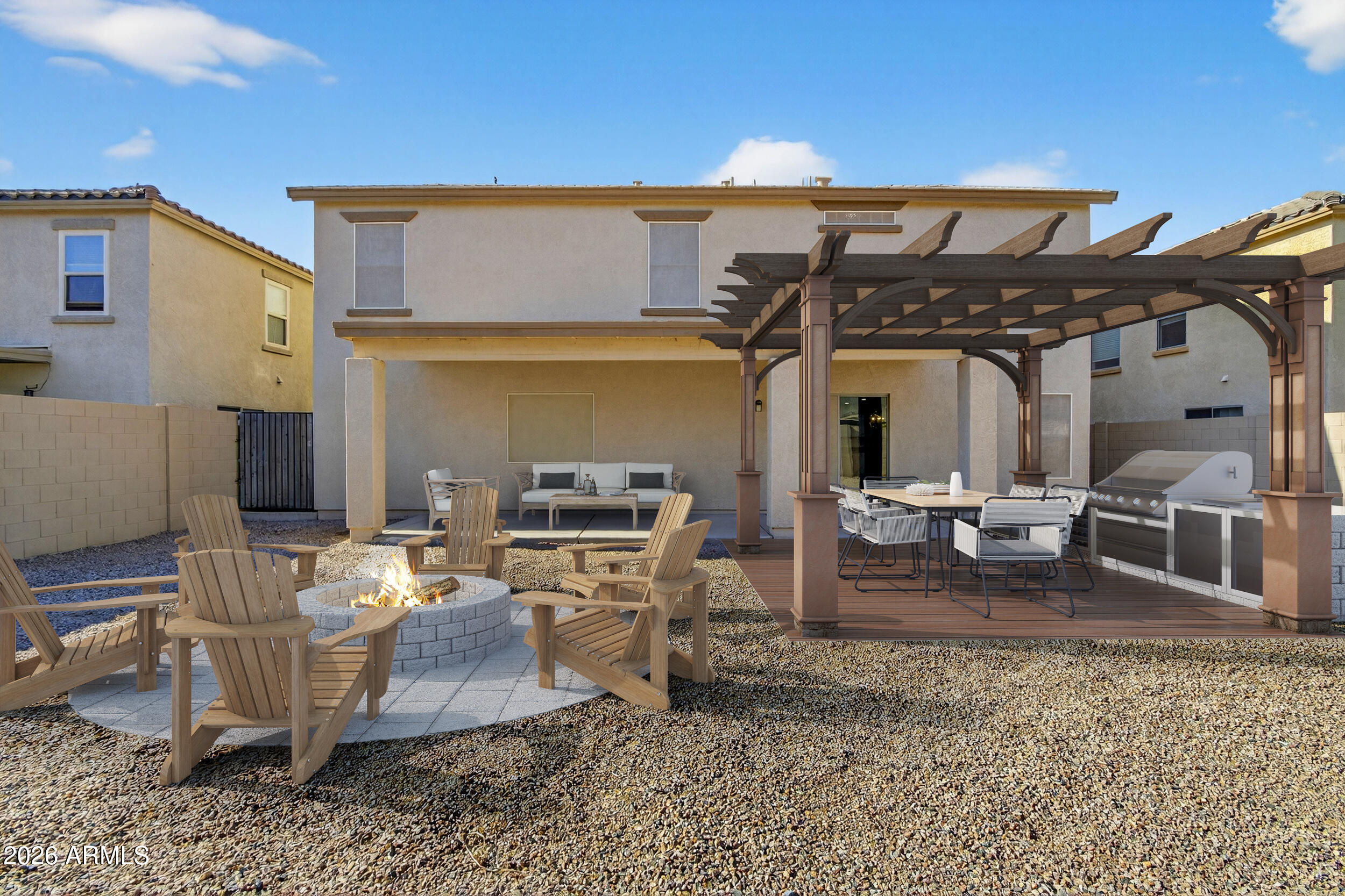 43620 West Cowpath Road Maricopa, AZ 85138 - Photo 58 of 60 a view of a patio with couches chairs and potted plants