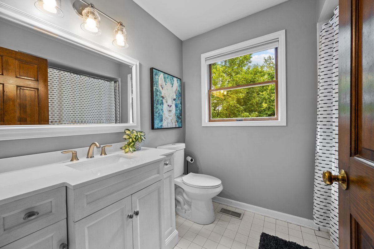 2115 Forest Ridge Road St. Charles, IL 60174 - Photo 20 of 25 a bathroom with a toilet a sink a window and mirror