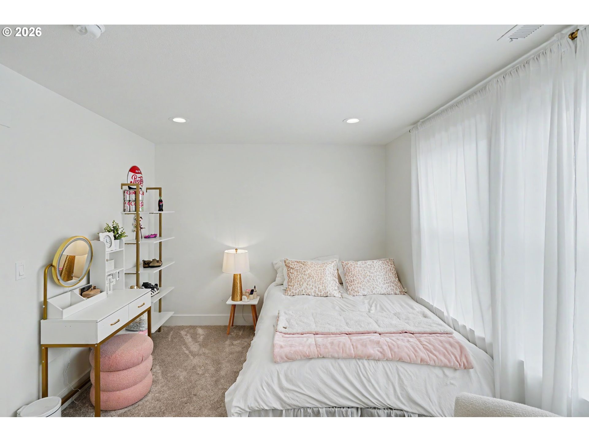 835 Reagan Street Mount Angel, OR 97362 - Photo 33 of 45 a bedroom with a bed and wooden floor