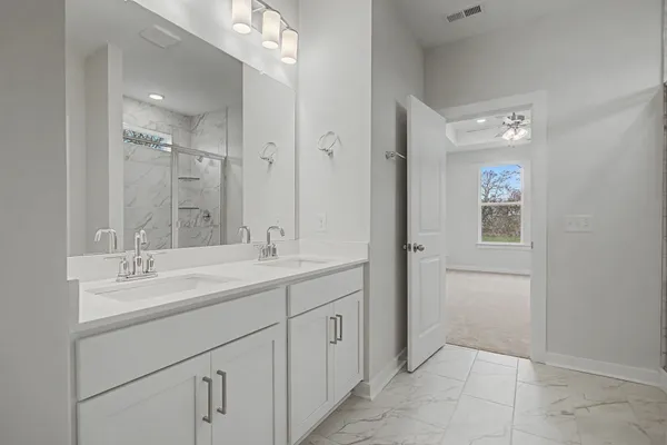 a bathroom with a shower