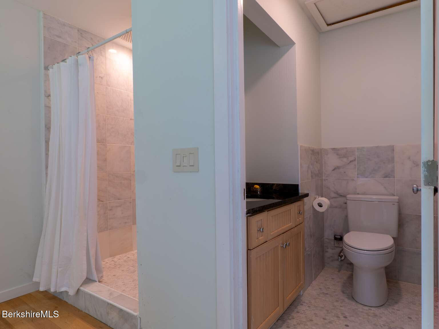 160 High Street Lee, MA 01238 - Photo 31 of 41 a bathroom with a granite countertop toilet and a sink
