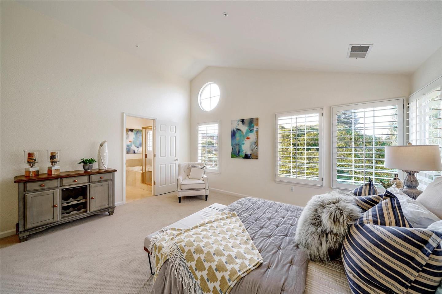 93 Ralston Ranch Road Belmont, CA 94002 - Photo 21 of 49 a bedroom with furniture and a large window