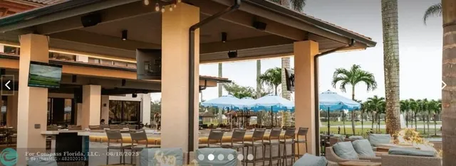 a view of a building from a porch