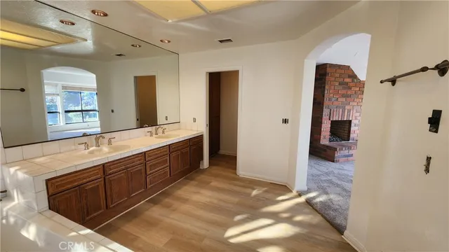 a view of a room with shelves