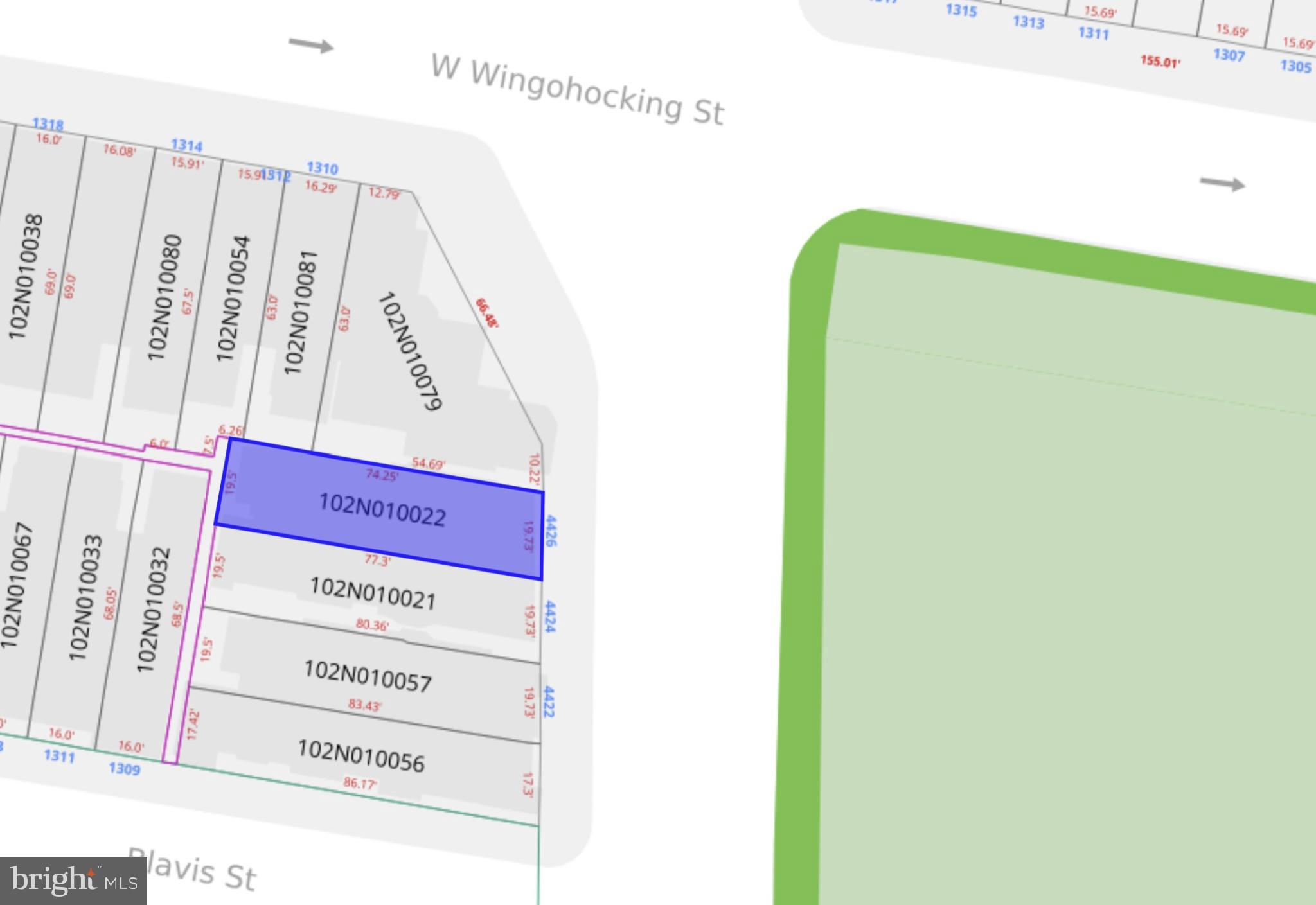 Property layout with highlighted parcel.