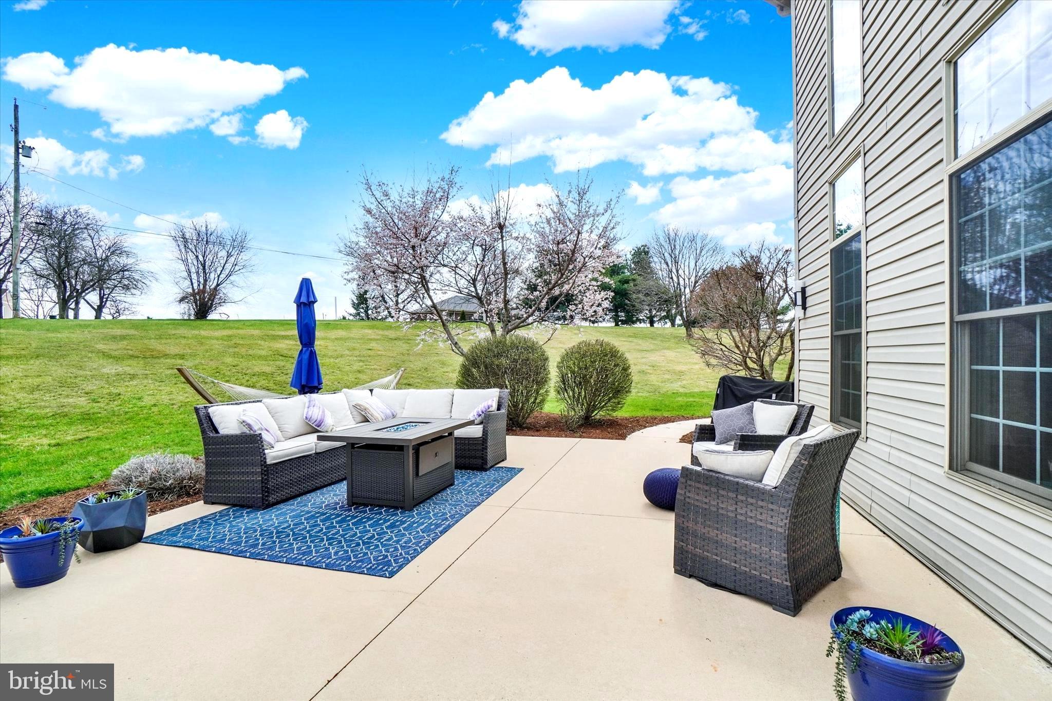 750 Rydell Drive Dallastown, PA 17313 - Photo 19 of 61 a view of a patio with couches chairs potted plants and a big yard