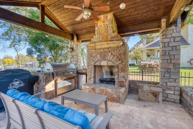 a view of a lake with a house in the background