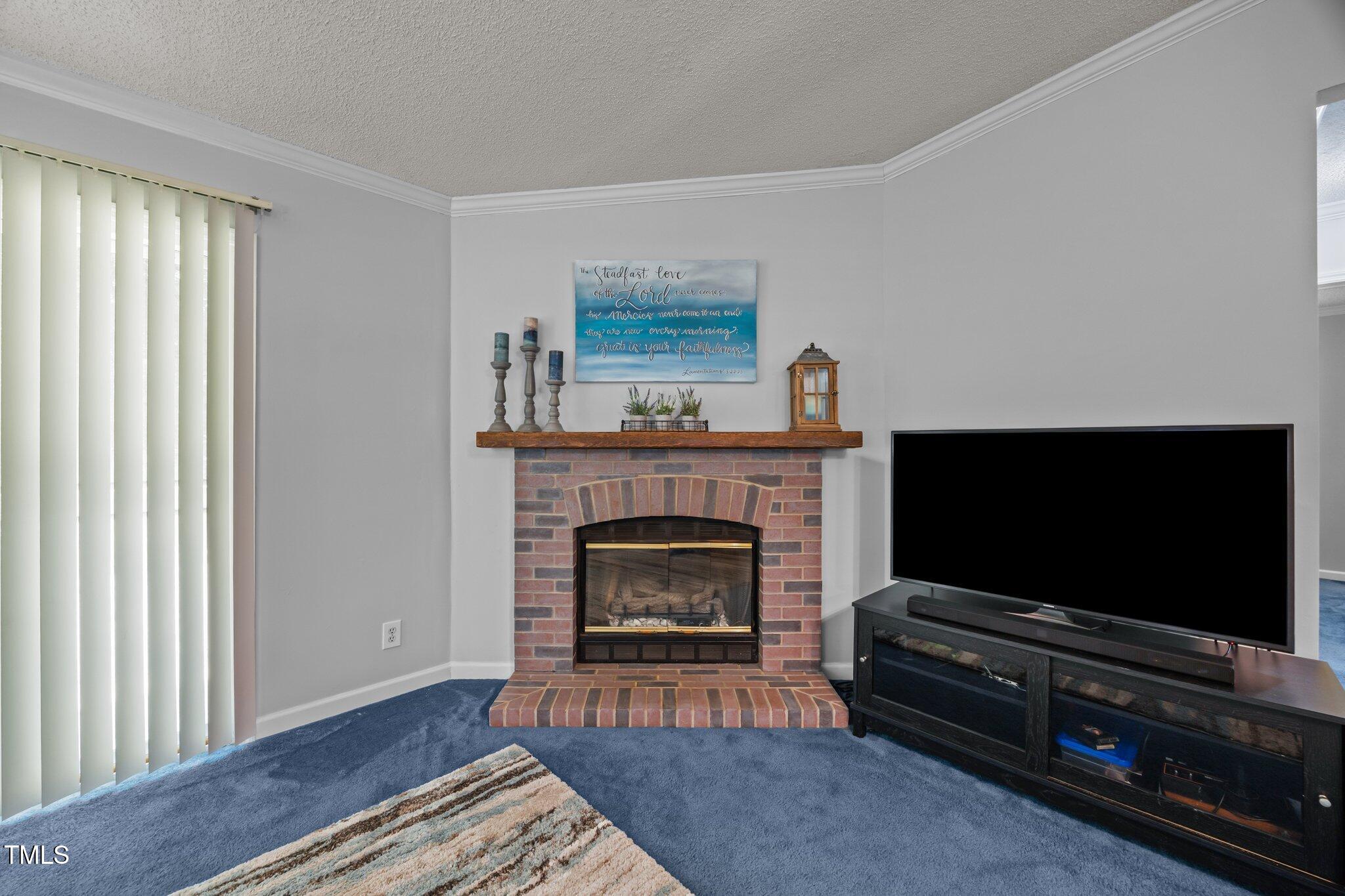 117 Lema Drive Garner, NC 27529 - Photo 7 of 34 a living room with furniture a flat screen tv and a fireplace