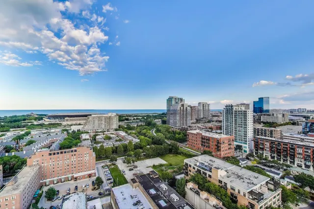 an aerial view of a city