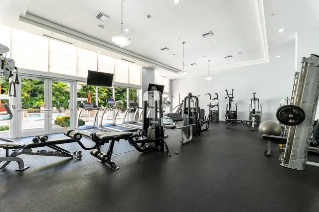 a view of a room with gym equipment