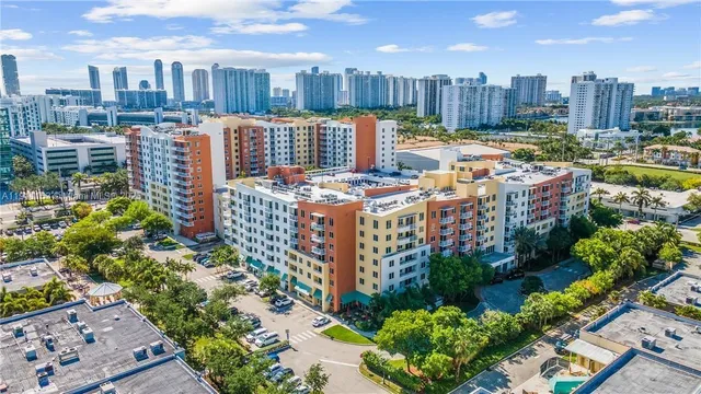 a view of a city with tall buildings