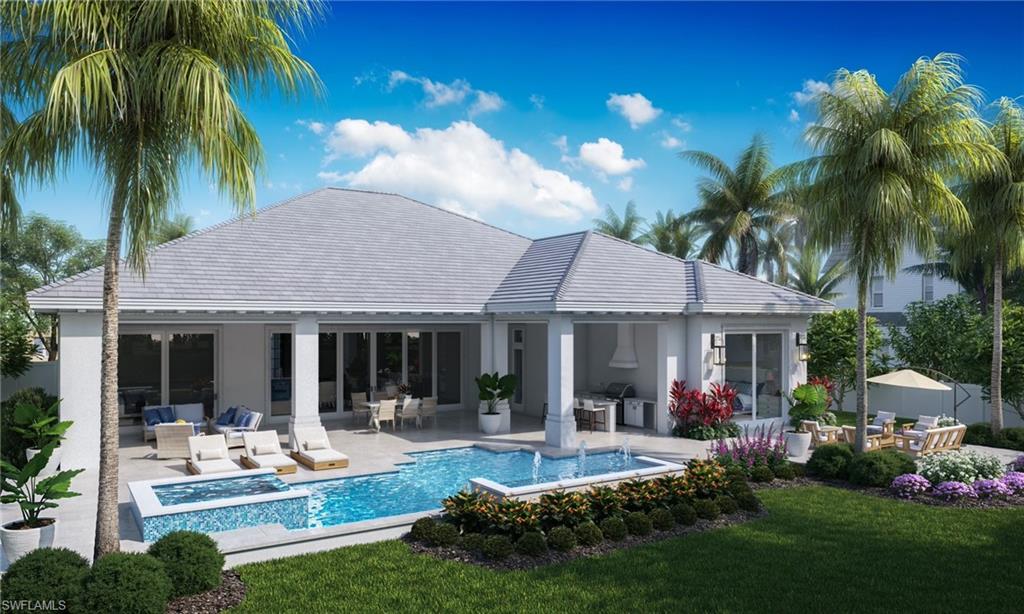 705 Anchor Rode Drive Naples, FL 34103 - Photo 2 of 2 a front view of a house with a garden and patio